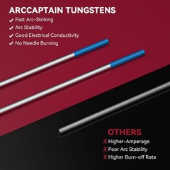 ARCCAPTAIN TIG Welding Tungsten Electrode 10-Pack Blue 2% Lanthanated 1/16″ x 7″