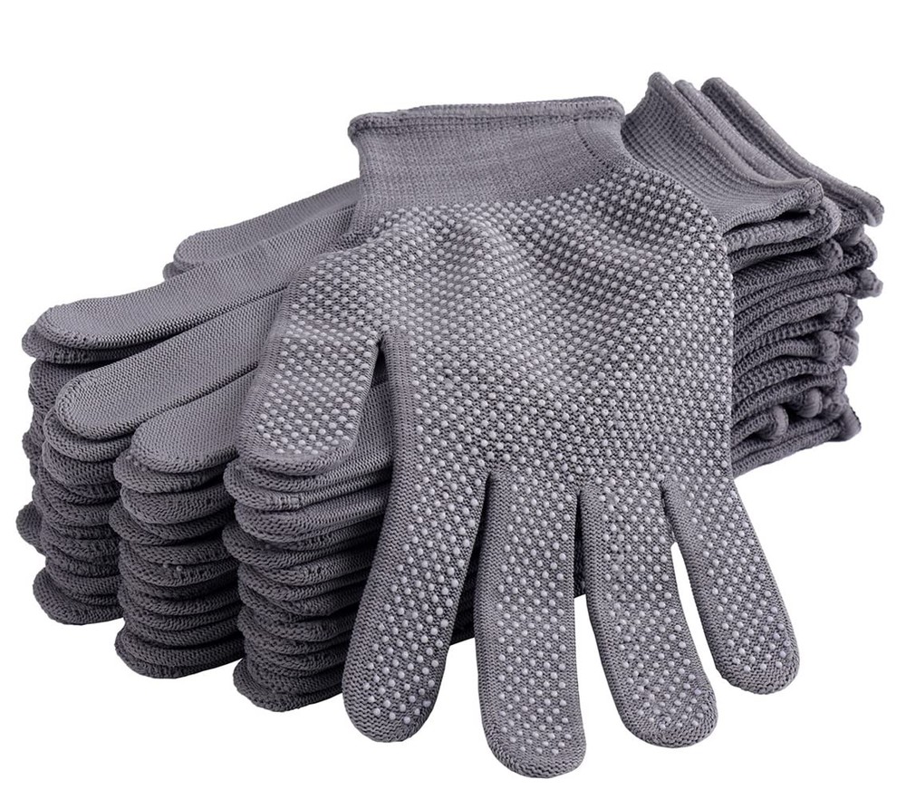 24Pcs Work Gloves Liners Dry Hand Anti-slip Dots Knitted Working Glove – Stretch