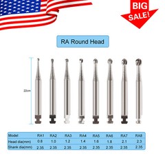 5pcs Dental Round Carbide Burs RA 1-8/ Latch Type Contra Angle Handpiece