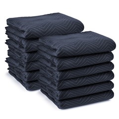 12 Moving Blankets Furniture Pads – Pro Economy – 80″ x 72″ Navy Blue and Black