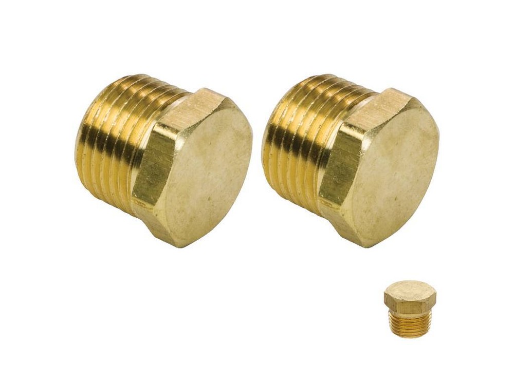 3/8″ NPT Male Brass Hex Head Plug – 2 pack