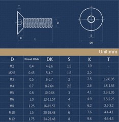 Allen Countersunk Head Screws V4A Steel Hexagon Socket Flat Head Machine Screw