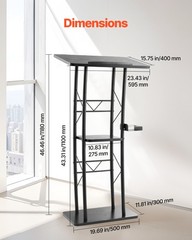 Podium Stand Metal/Acrylic/Wooden Lectern Storage Shelf Classroom Wedding Speech