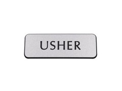 Badge-Contemporary-Usher-Silver/Black-Magnetic Back