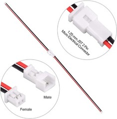 Letool 30 Pairs JST 1.25Mm 2 Pin Micro Male Female Connector Plug with Red Black