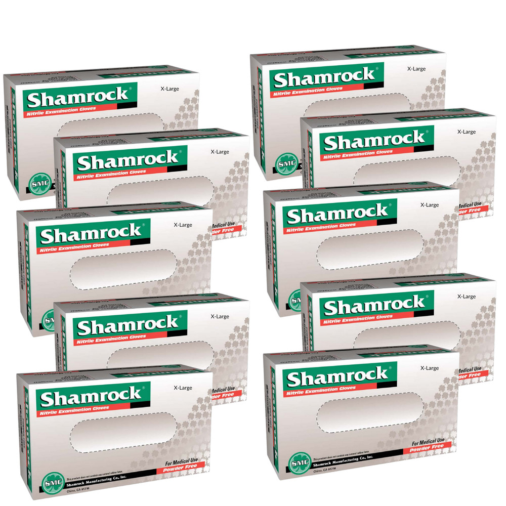 X-Large Shamrock Nitrile Exam Gloves 1 CASE- 10 BOXES