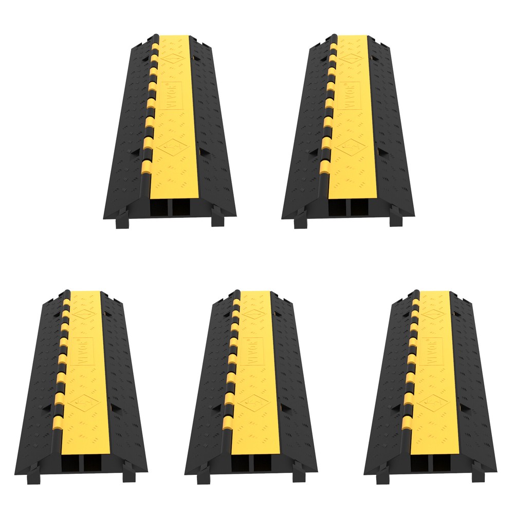 5pcs Rubber 2 Channel Cable Protector Ramp Cable Wire Cord Guard Ramp Speed Bump