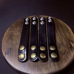 Duty Belt Keeper High Gloss Black Leather Brass Double Snaps 7.25” (Lot of 4)