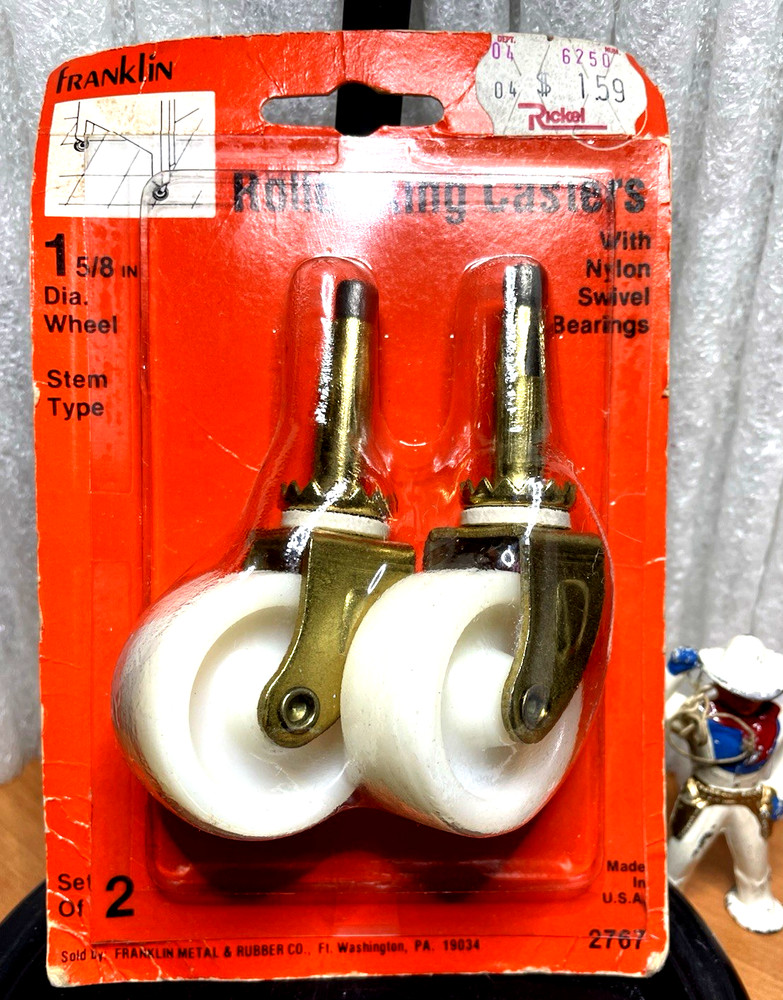 Rolling-King Casters ~ Lot of 2 ~ Franklin 1 5/8″ Dia Wheel Stem Type 2767