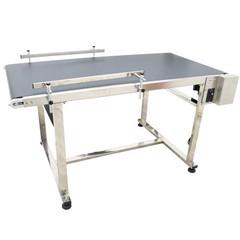 Electric PVC Belt Conveyor Transport Machine w/ Double Guardrails 110V 59×31.5in