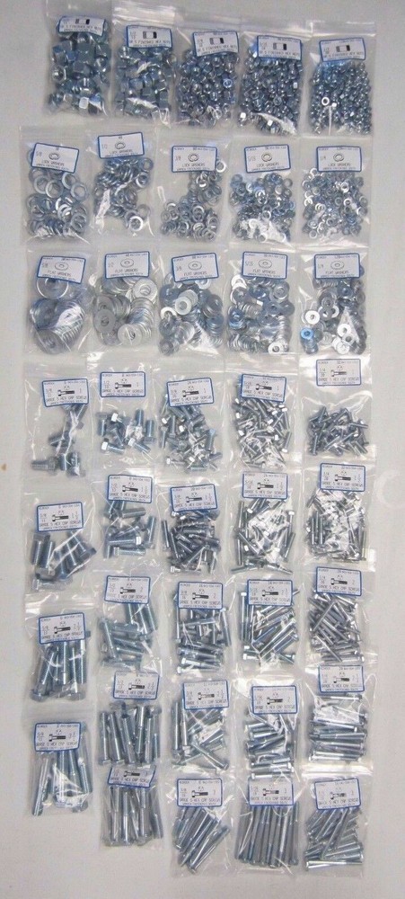 Assortment Kit Grade 5 Bolt, Nut & Washer 1496 Piece Coarse Thread Zinc Plated