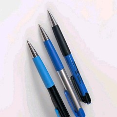 100 Misprint Rubber Grip Click Pens MARDI GRAS Hub Pen Bulk Lot SHADES OF BLUE