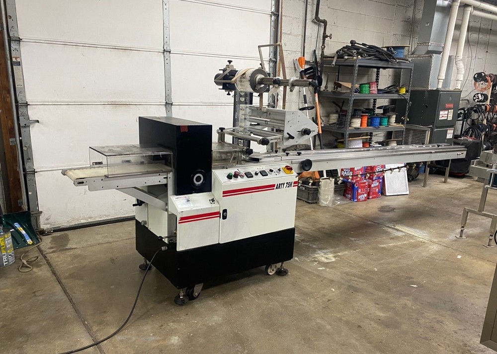ARTY PAC HORIZONTAL HIGH SPEED FLOW WRAPPER MODEL 75H 2-UP HEAD 7-3/4″ 8′ INFEED