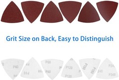 100PCS Triangle Sanding Pads for Oscillating Multi-Tool Hook Loop Sandpaper Disc