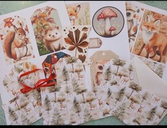 Junk Journal Booklet “WOODLAND CREATURES” HANDMADE Forest Life Lg 5.5″x8.5″ 40p
