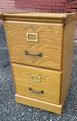 Vintage Industrial Mission Style Oak Wood Filing File Cabinet 2 Drawer / No Key