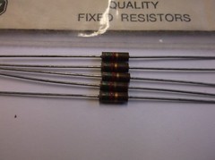 5 Allen Bradley Carbon Comp Resistors 1.5k RC20GF152J 1/2W 5% EB1525 1957