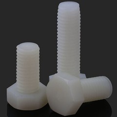 M8 – 1.25 White Nylon Hex Head Bolts Full Thread Hex Cap Plastic Screws DIN 933