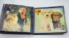 Hand Made Junk Journal 6×5 Inches Puppies Themed. Medium Is Brown Paper Bags