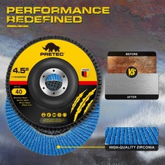 40 Pack 4-1/2″ Zirconia Flap Discs 40/60/80/120 Grit T27 7/8″ w/ Gloves Grinder