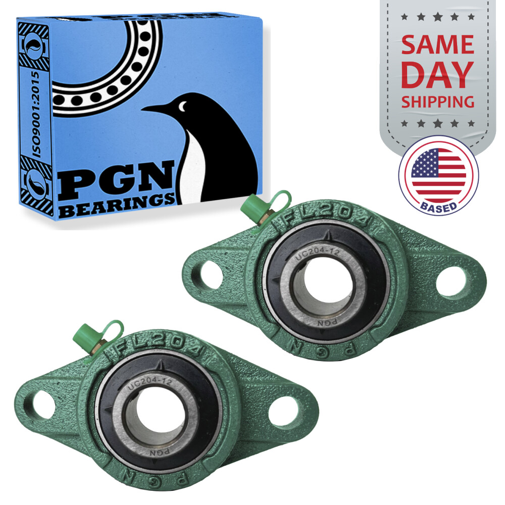 (2) UCFL204-12 Solid Base Pillow Block Flange Mounted Bearing 3/4″ Bore 2 Bolt
