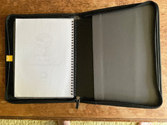 CHESTNUT WESTERN FLORAL EMBOSSED COWHIDE LEATHER NOTEBOOK ON A CASE LOGIC BASE