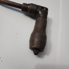 Vintage Hand Powered Bit Brace Drill With Wood Handles Ratcheting Mechanism