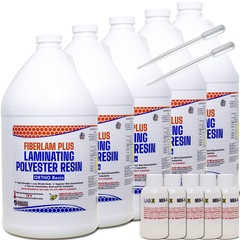 FIBERLAM PLUS FIBERGLASS RESIN 5 Gallon +MEKP (Laminating cloth, CSM, biaxial)