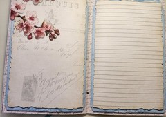 Junk Journal Blank Booklet “CHERRY BLOSSOM” HANDMADE Florals LG 5.5″x8.5″ 40pgs