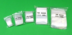 Zip Seal Lock Clear 2mil Assorted Bags 500 Square Sizes 1″ 1-1/2″ 2″ 3″ 4″