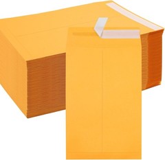 Reliable 6×9 Yellow Envelopes – 48 Count Self-Seal, Tear-Proof Kraft Design