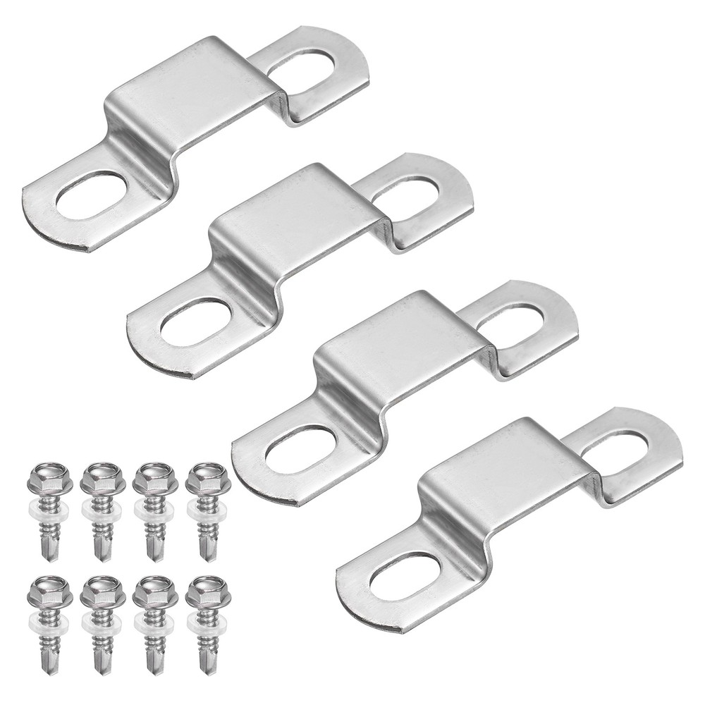 4set U Shaped Connector Bracket 20x10mm Square Pipe Clamp with Screw, Silver