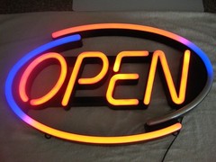😉 ANIMATED MULTI-COLOR ILLUMINATED RETAIL COMMERCIAL OVAL OPEN SIGN 27” 3PT8