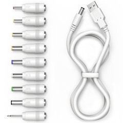 USB to DC 5V Power Cord, Universal DC Plug Jack Charging Cable with 9 Adapter…
