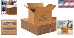 10-Pack Medium Moving Boxes 18″L x 14″W x 12″H – Heavy-Duty Corrugated Design