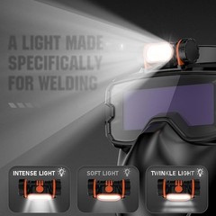Auto Darkening Welding Goggles Kit with LED Light, True Color Lens 2 Arc Sensors