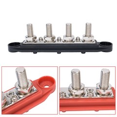 3/8″ / 250A 4 Stud Busbar Bus Bar Power Distribution Terminal Block Red&Black
