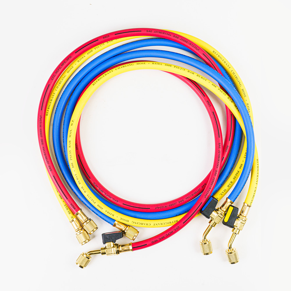 Elitech HVAC Refrigerant Charging Hose Set 1/4” with Ball Valve AC Repair Tool