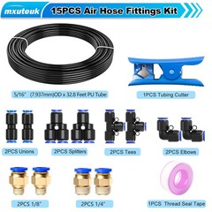 mxuteuk 5/16″ Air Line Tubing Kit,5/16 Inch(8mm) OD x (8mm) OD, Black