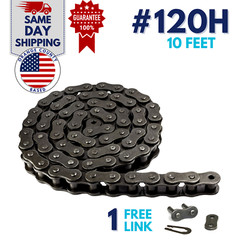 #120H Heavy Duty Roller Chain 10 Feet with 1 Connecting Link