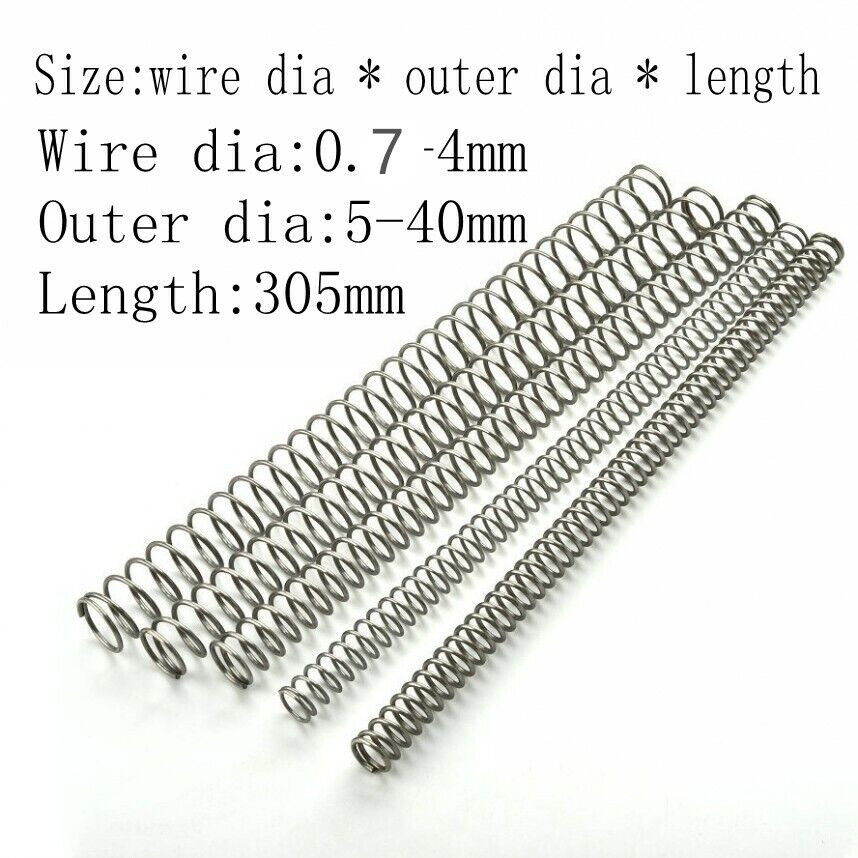 Stainless steel compression spring Wire Dia 0.7mm-4mm Length 305mm OD 6mm-40mm