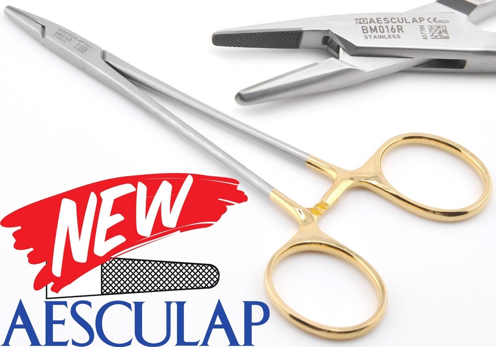 AESCULAP BM016R Durogrip Crile Wood TC Tungsten Carb-Bite Needle Holder 5.75″