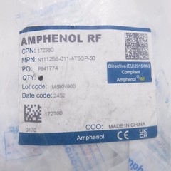 Amphenol RF 172380 N Type Connector Plug Male Pin 50 Ohms Right Angle Solder