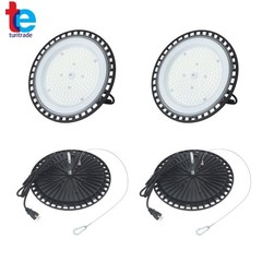 4 Pcs With Hook Safety Rope 150W UFO LED High Bay Light 18000LM Lighting Fixture