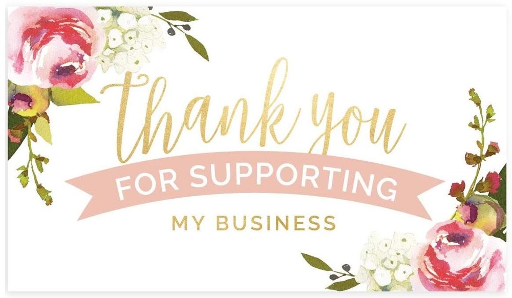 Pink Floral Thank You for Your 2″ x 3.5″, White, Pink, Yellow, Green, Red