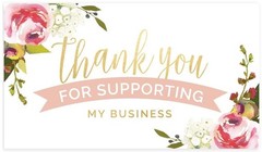 Pink Floral Thank You for Your 2″ x 3.5″, White, Pink, Yellow, Green, Red