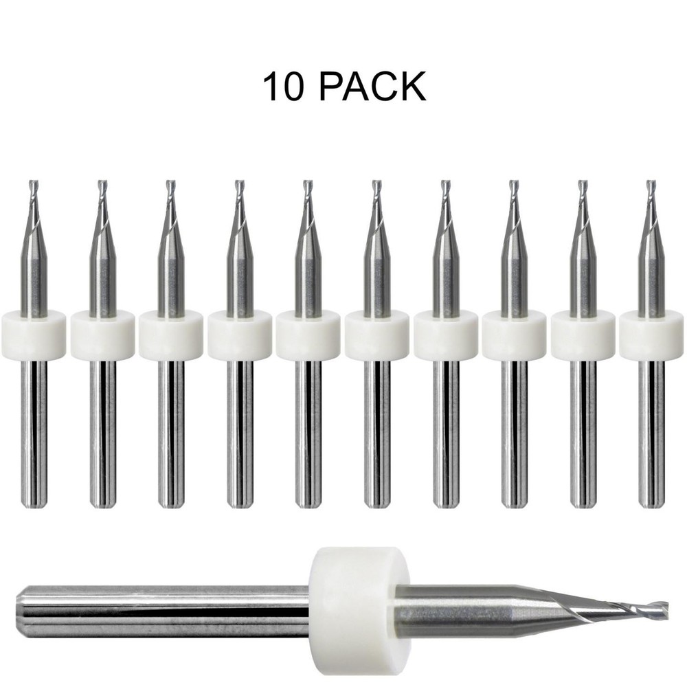 .045″ 1.15mm Carbide CNC End Mill 2 Flute Square End 1/8 Shank 10 Pc Kyocera