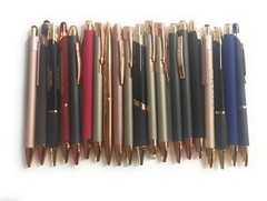 20ct Lot Misprint Metal Retractable Click Pens by Color: Mixed w/ROSE GOLD Trim