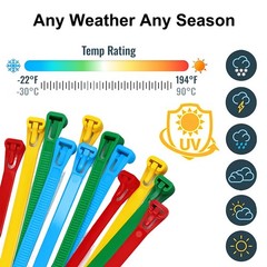 200PCS Reusable Cable Ties Multi-Color Adjustable Zip Straps for Home Office DIY