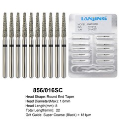 Dental Diamond Bur Round End Taper Ball Friction Grip Super Coarse Grit 850 856